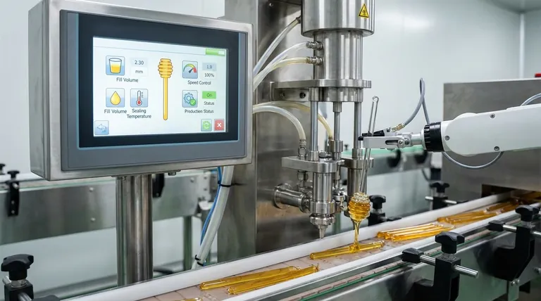 What is the function of the HMI touch screen in a honey stick machine? Unlock Centralized Control for High-Volume Production
