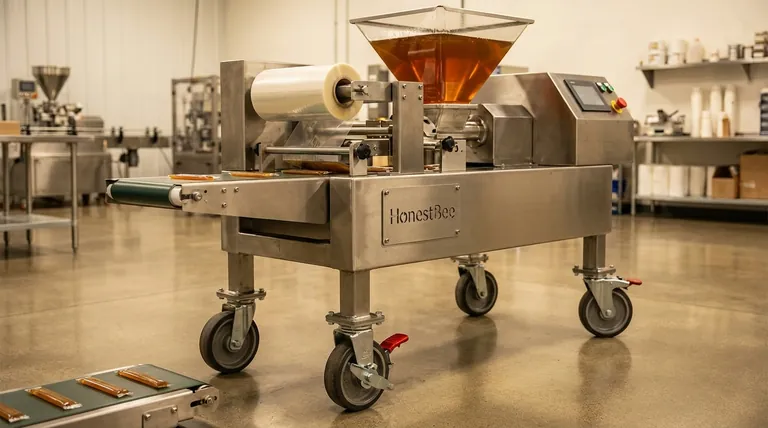 Quel est le but des roulettes dans une machine à bâtonnets de miel ? Permettre la flexibilité et la stabilité