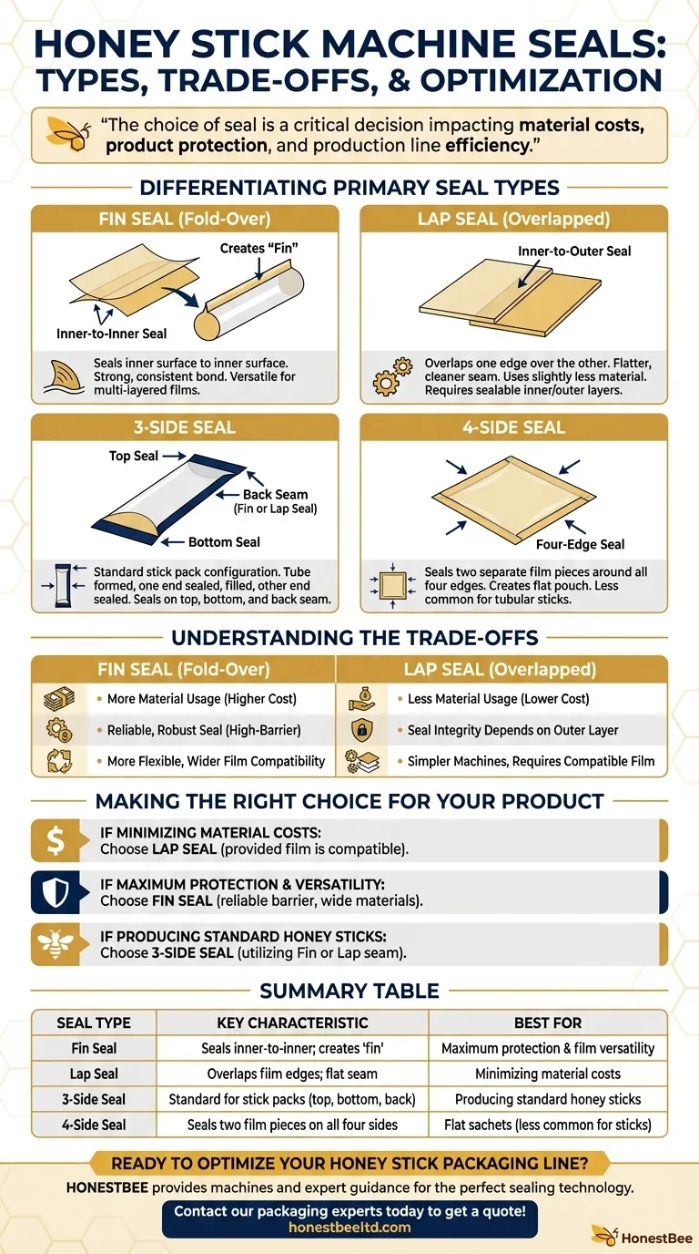 What are the different types of seals created by a honey stick machine? Choose the Right Seal for Your Honey Sticks Visual Guide