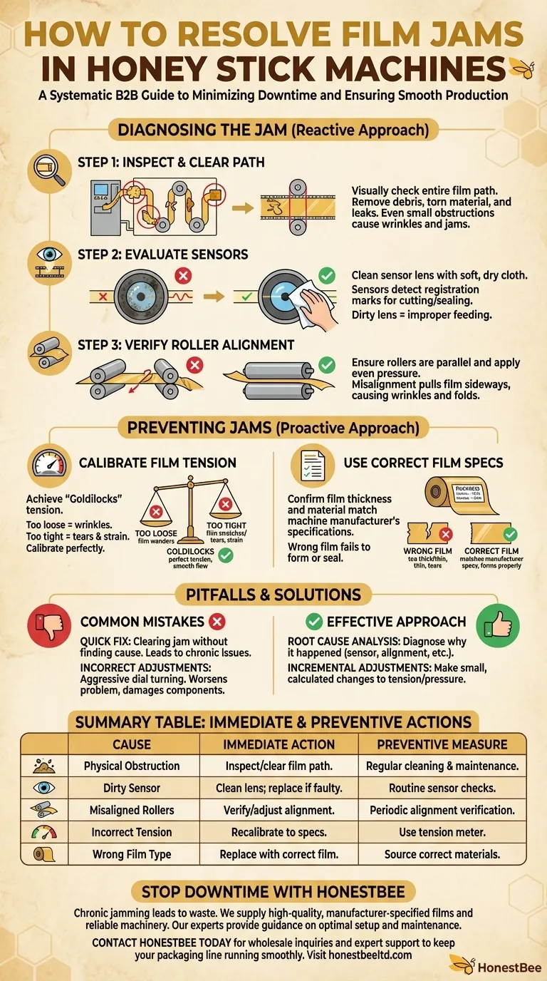 ハニースティック製造機におけるフィルムの詰まりや閉塞はどのように解決できますか？ダウンタイムを最小限に抑えるためのガイド ビジュアルガイド