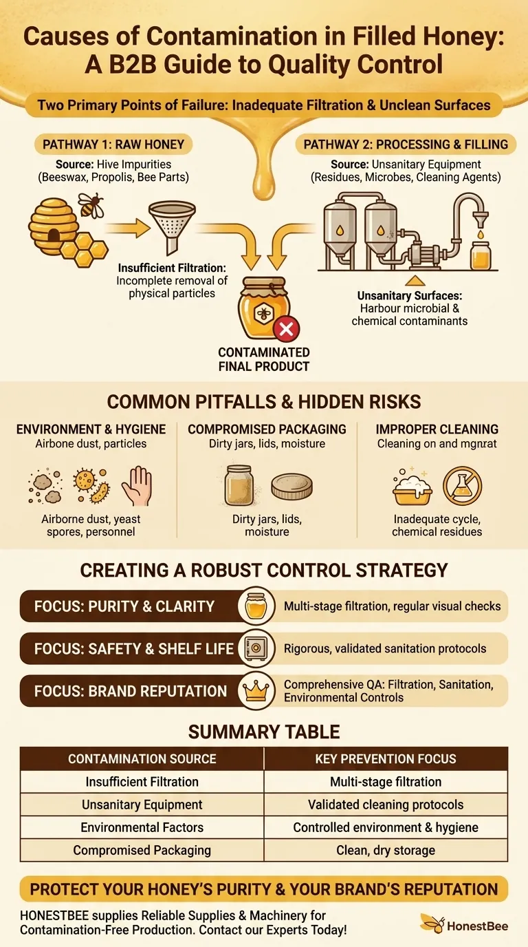 What are the causes of contamination in filled honey? Ensure Purity from Hive to Jar Visual Guide