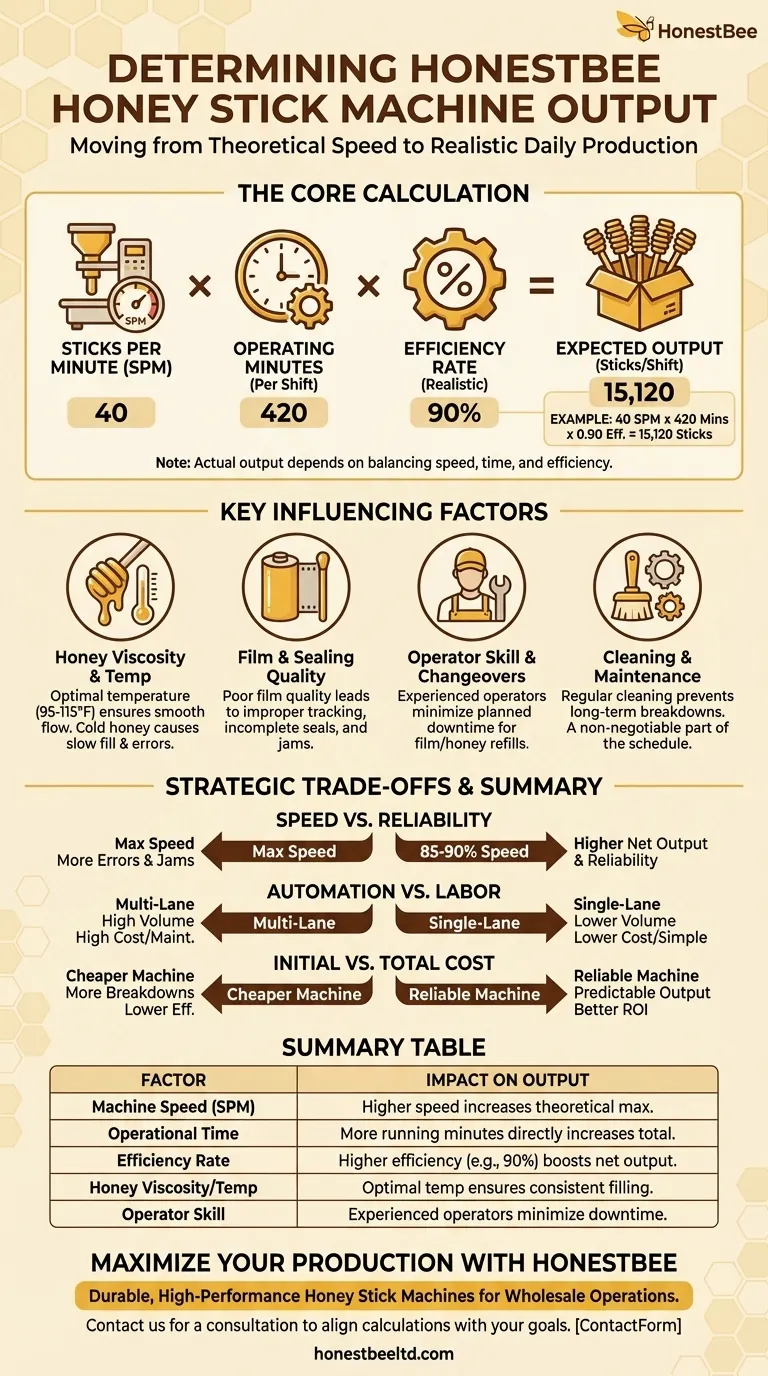 Come si può determinare la produzione prevista di una macchina per bastoncini di miele? Calcola la tua vera capacità produttiva Guida Visiva