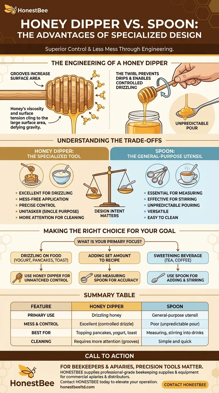 What are the advantages of using a honey dipper over a spoon? Achieve Perfect, Mess-Free Drizzling Visual Guide