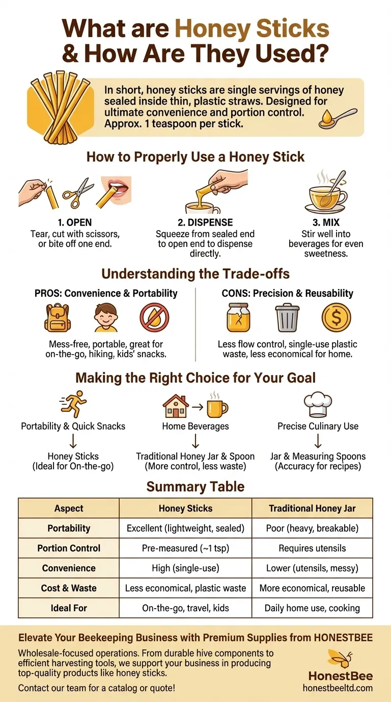 ¿Qué son los palitos de miel y cómo se usan? Descubre el endulzante portátil definitivo Guía Visual