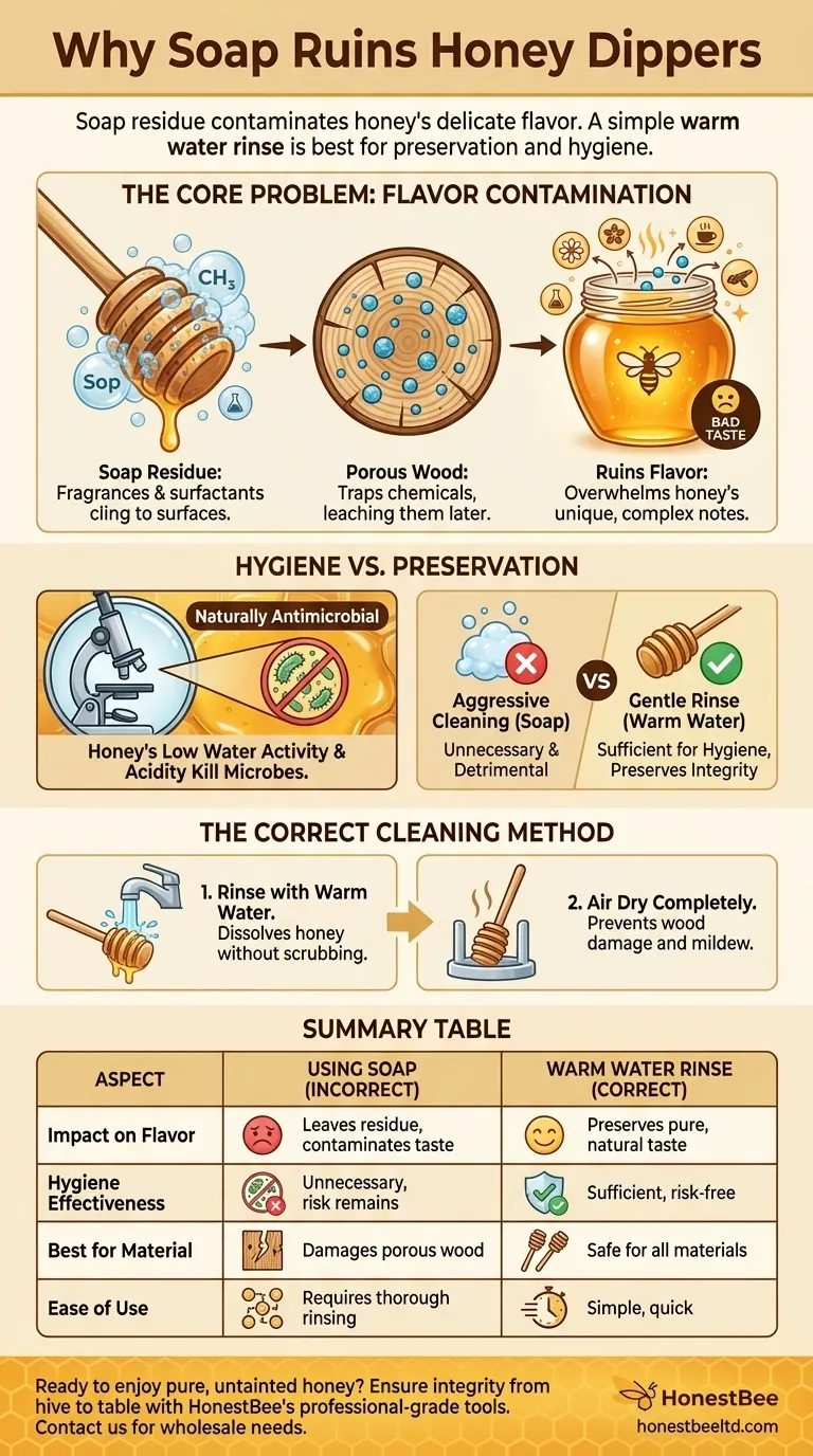 Why should soap not be used to clean a honey dipper? Preserve Your Honey's Pure Taste Visual Guide