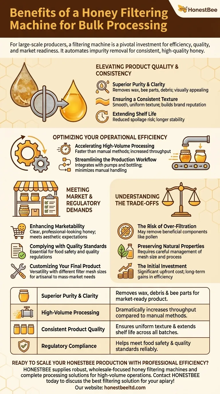 What are the benefits of using a honey filtering machine for bulk processing? Scale Your Apiary with Efficiency & Quality Visual Guide