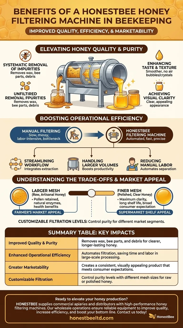 What are the overall benefits of using a honey filtering machine in beekeeping? Achieve Premium Quality & Efficiency Visual Guide