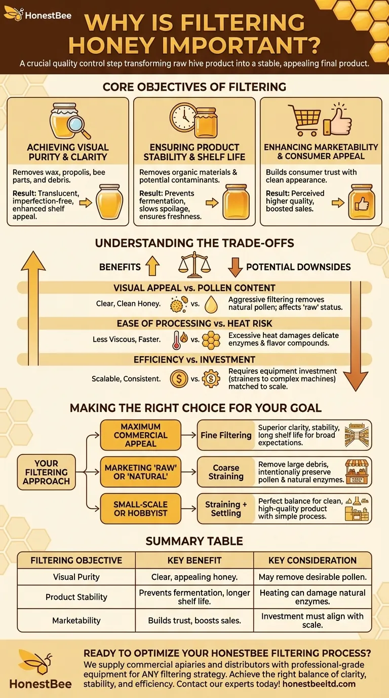 Why is filtering honey important? Achieve Superior Clarity, Stability & Marketability Visual Guide