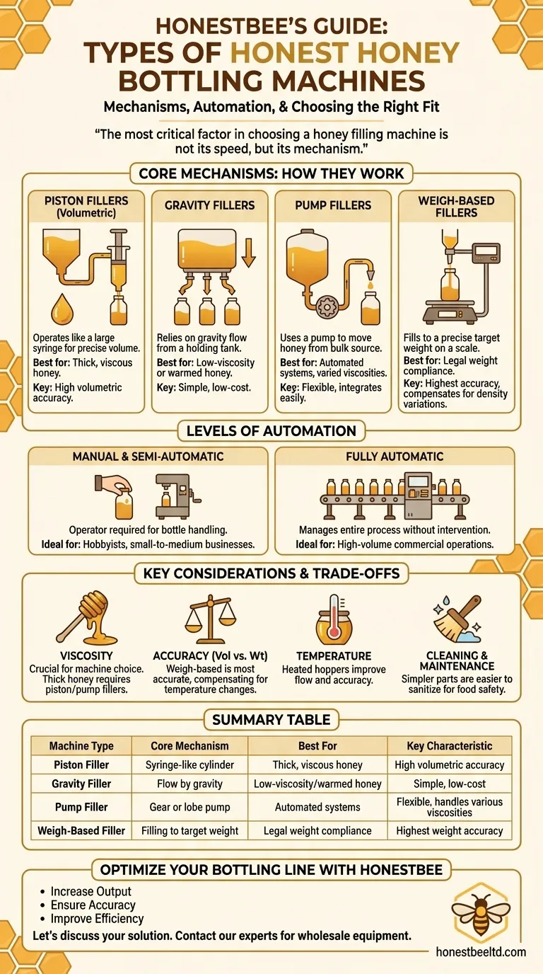 What are the types of bottling machines used for honey? Find the Right Filler for Your Scale Visual Guide