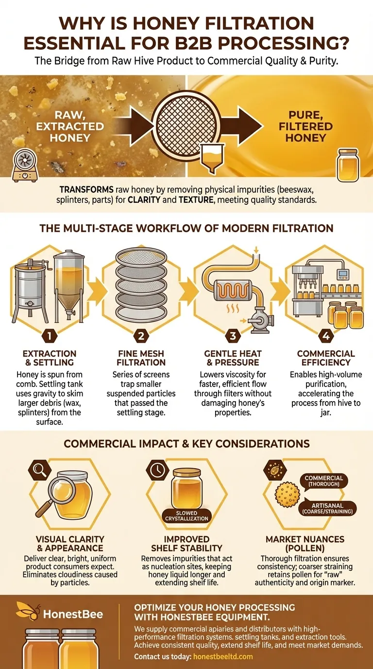 Why is filtering honey considered an essential step in honey processing? Ensure Quality and Commercial Viability Visual Guide