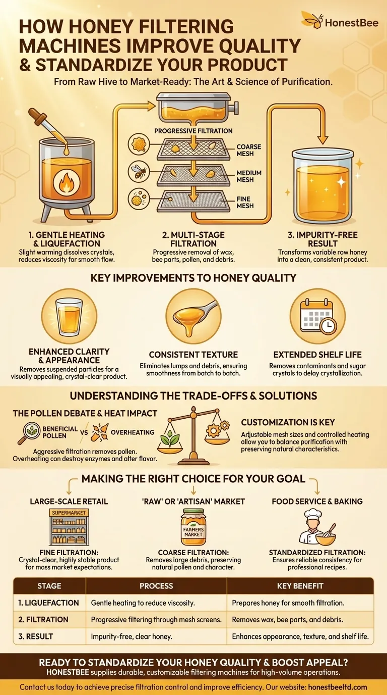 How does a honey filtering machine improve the quality of honey? Achieve Consistent, Market-Ready Honey Visual Guide