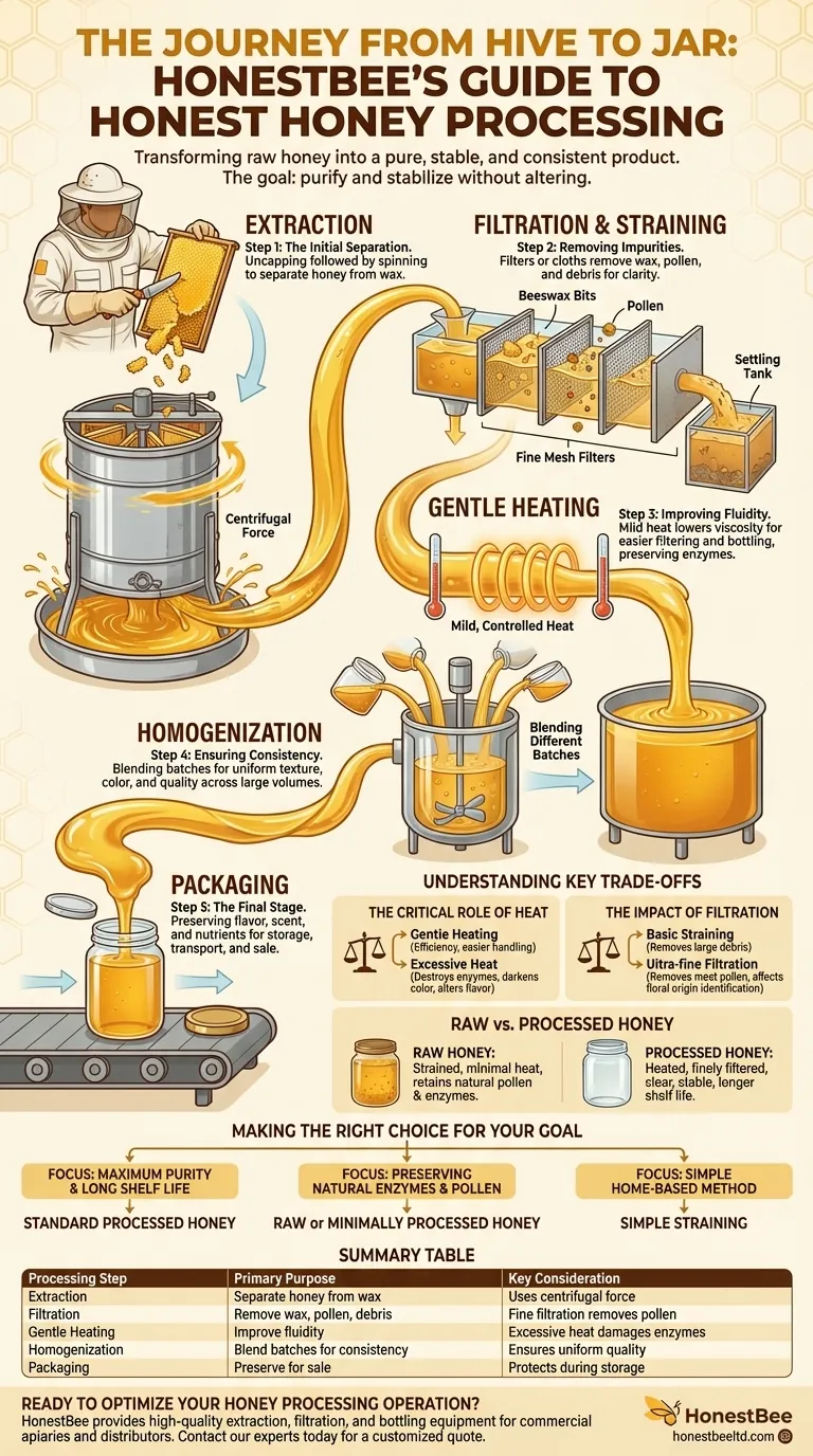 What are the main processes involved in honey processing? From Hive to Jar, A Complete Guide Visual Guide