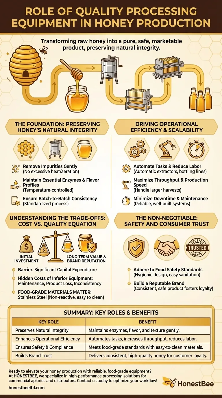 Quel rôle l'équipement de transformation de qualité joue-t-il dans la production de miel ? Assurer la pureté, la sécurité et l'efficacité Guide Visuel