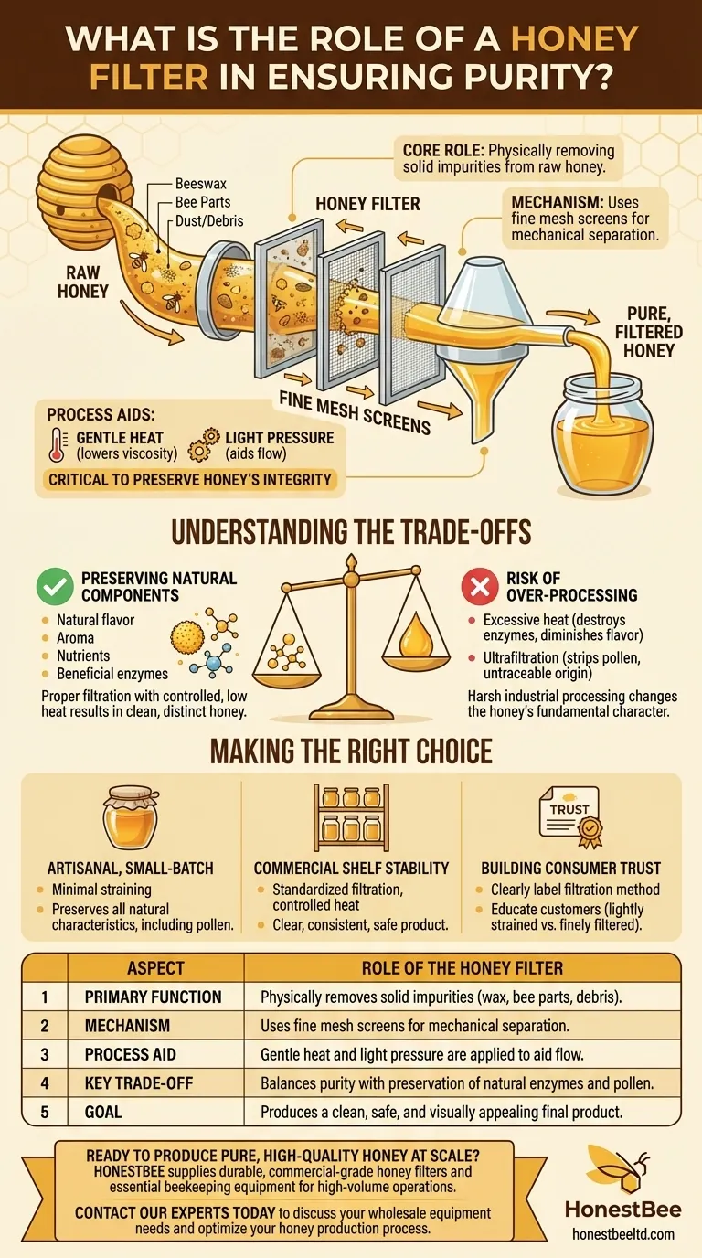 What is the role of a honey filter in ensuring purity? Achieve Clean, High-Quality Honey Visual Guide