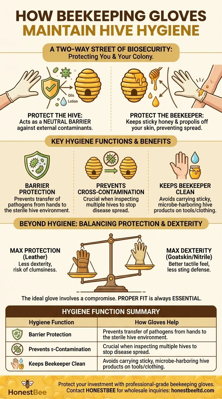 How do beekeeping gloves help in maintaining hygiene? Essential for Hive Biosecurity Visual Guide