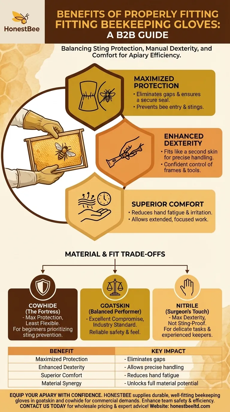 What are the benefits of properly fitting beekeeping gloves? Boost Safety, Dexterity & Comfort Visual Guide