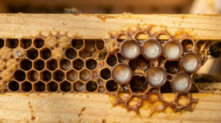 What were the internal diameters of the worker and queen cell cups used in the study? Understand Caste Differentiation