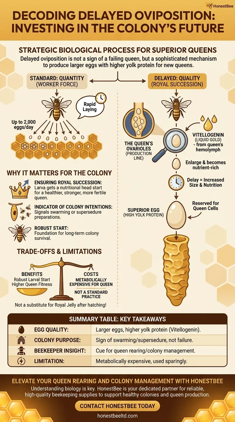 What are the implications of delayed oviposition in queen bees? A Strategy for Superior Queen Quality Visual Guide