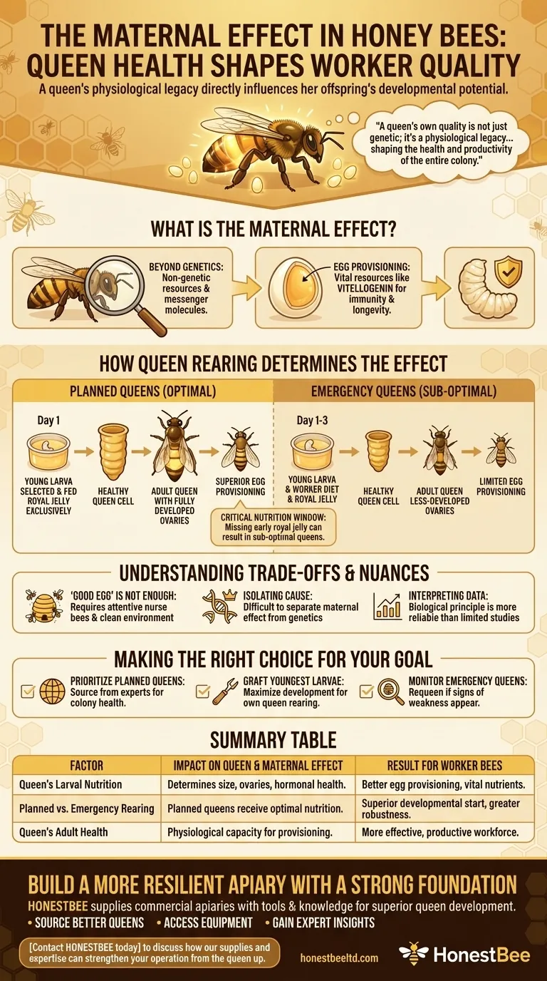 How does the maternal effect influence the quality of worker bees? Build a Stronger Colony with a High-Quality Queen Visual Guide