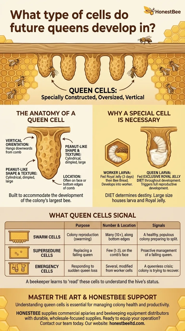 What type of cells do future queens develop in? The Role of Queen Cells in Your Hive Visual Guide