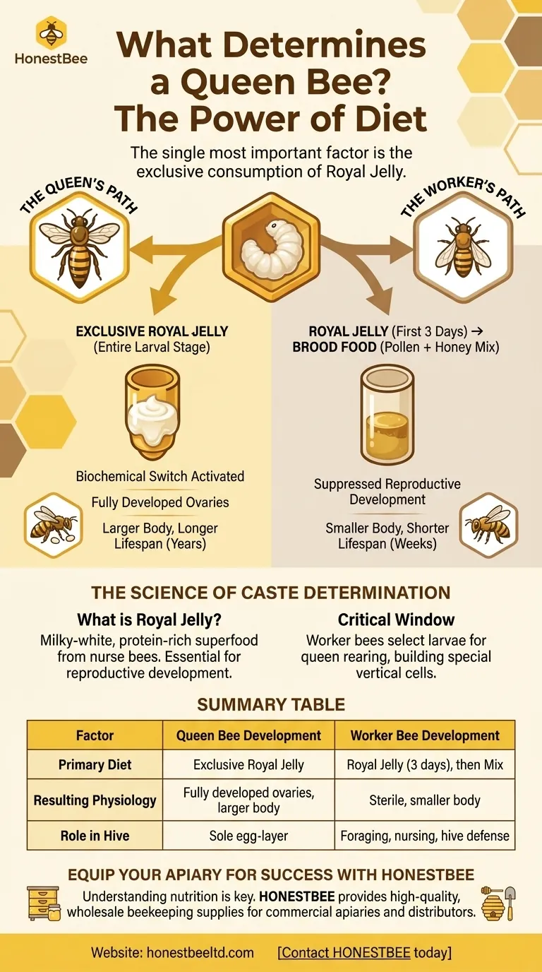 What is the key factor in determining whether a larva becomes a queen? The Power of Royal Jelly Visual Guide