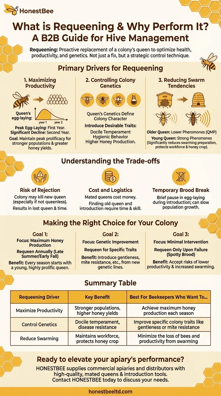 What is requeening, and why is it performed? Take Control of Your Hive's Health and Productivity Visual Guide