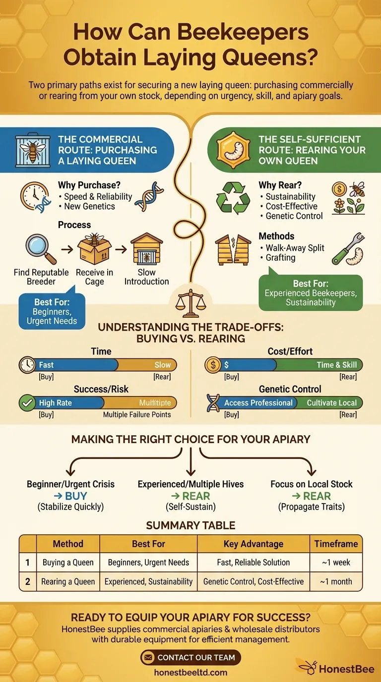 How can beekeepers obtain laying queens? A Guide to Buying vs. Rearing Visual Guide