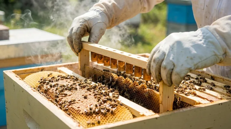 ¿Qué se debe hacer antes de insertar celdas recién injertadas o iniciadas? Asegurar altas tasas de aceptación de la reina