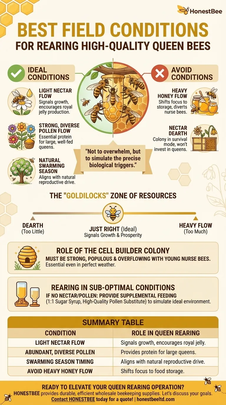 What are the best field conditions for rearing queens? Achieve High-Quality Queen Production Visual Guide
