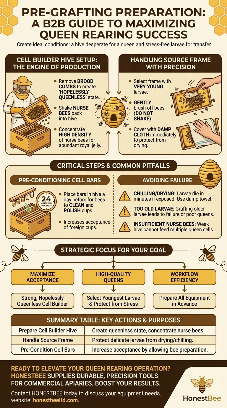 Was sollte direkt vor dem Umlarven geschehen? Wesentliche Schritte für den Erfolg der Königinnenzucht Visuelle Anleitung