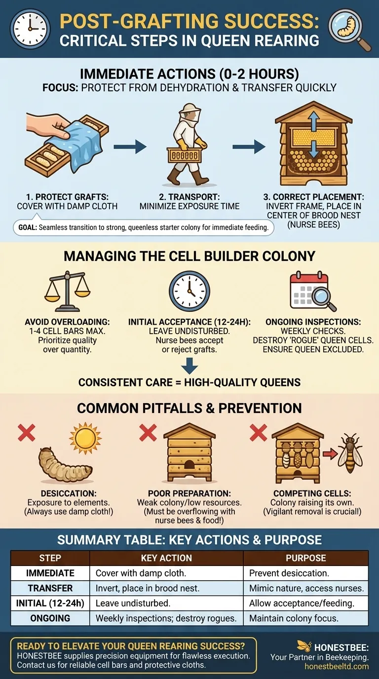 What should be done after grafting is completed? A Step-by-Step Guide to Protect Your Queen Cells Visual Guide