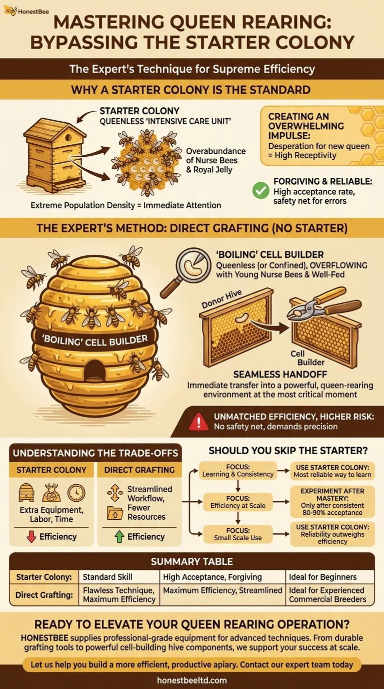 How do experienced queen breeders handle grafting without a starter colony? Maximize Efficiency with Expert Techniques Visual Guide