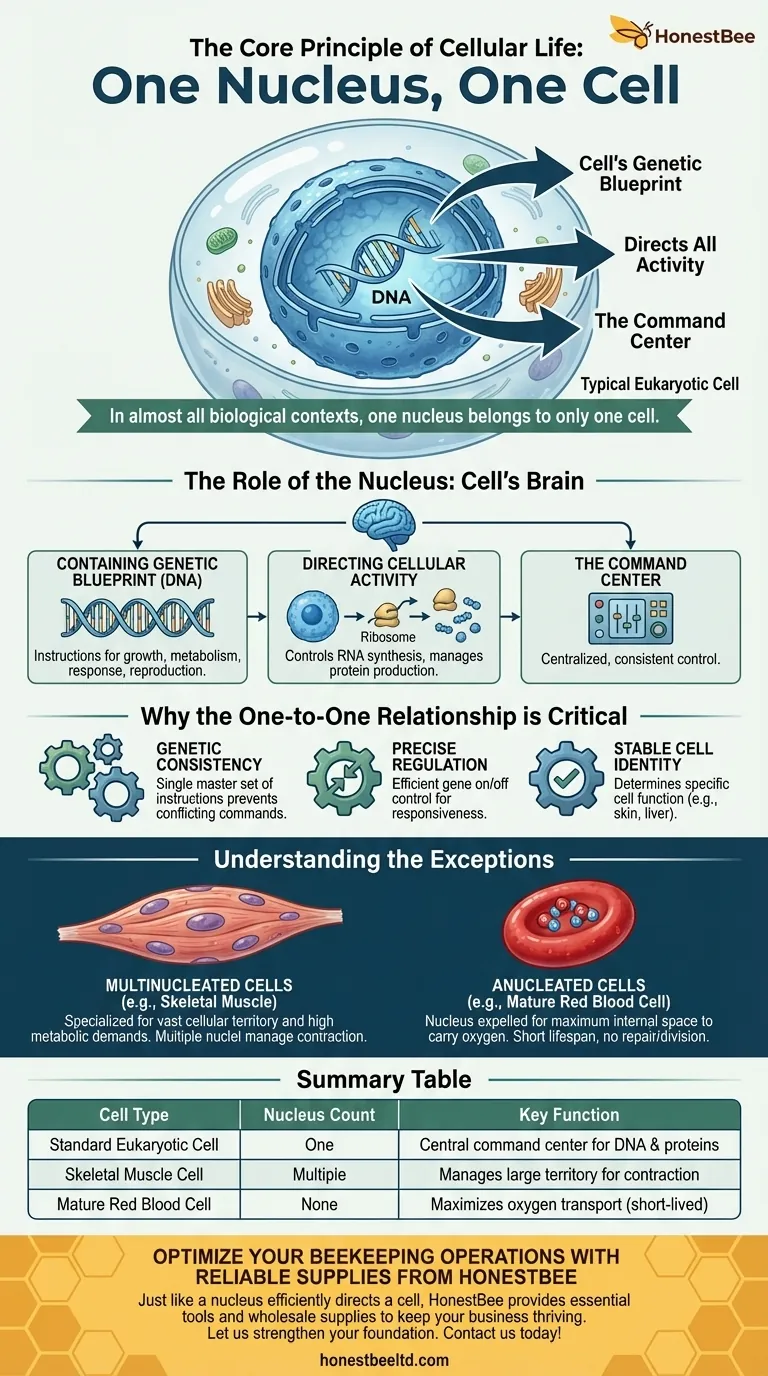 How many cells are given to a nucleus? Understand the One-to-One Rule in Cell Biology Visual Guide