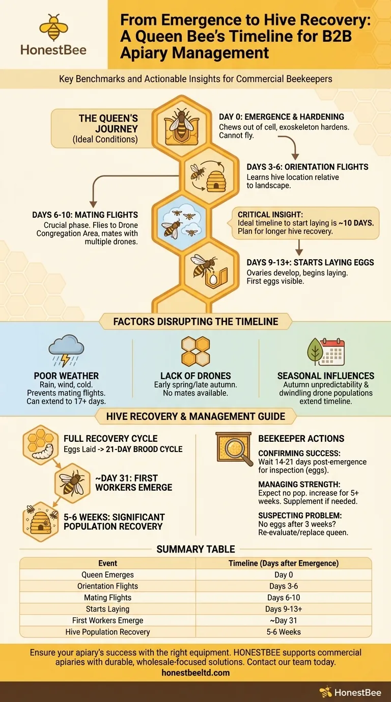 How long does it take for a virgin queen to mate and start laying eggs? A Beekeeper's Timeline Guide Visual Guide
