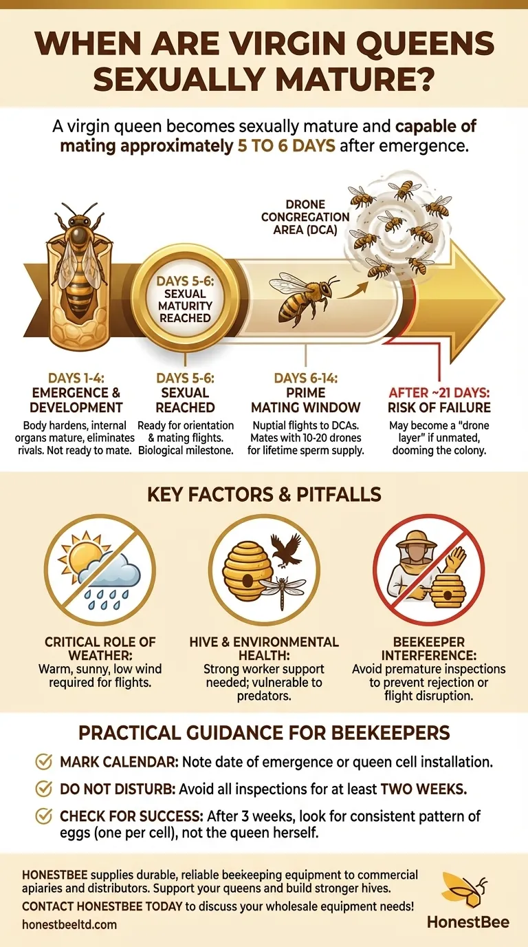 When are virgin queens sexually mature? The Critical 5-6 Day Window for Mating Success Visual Guide