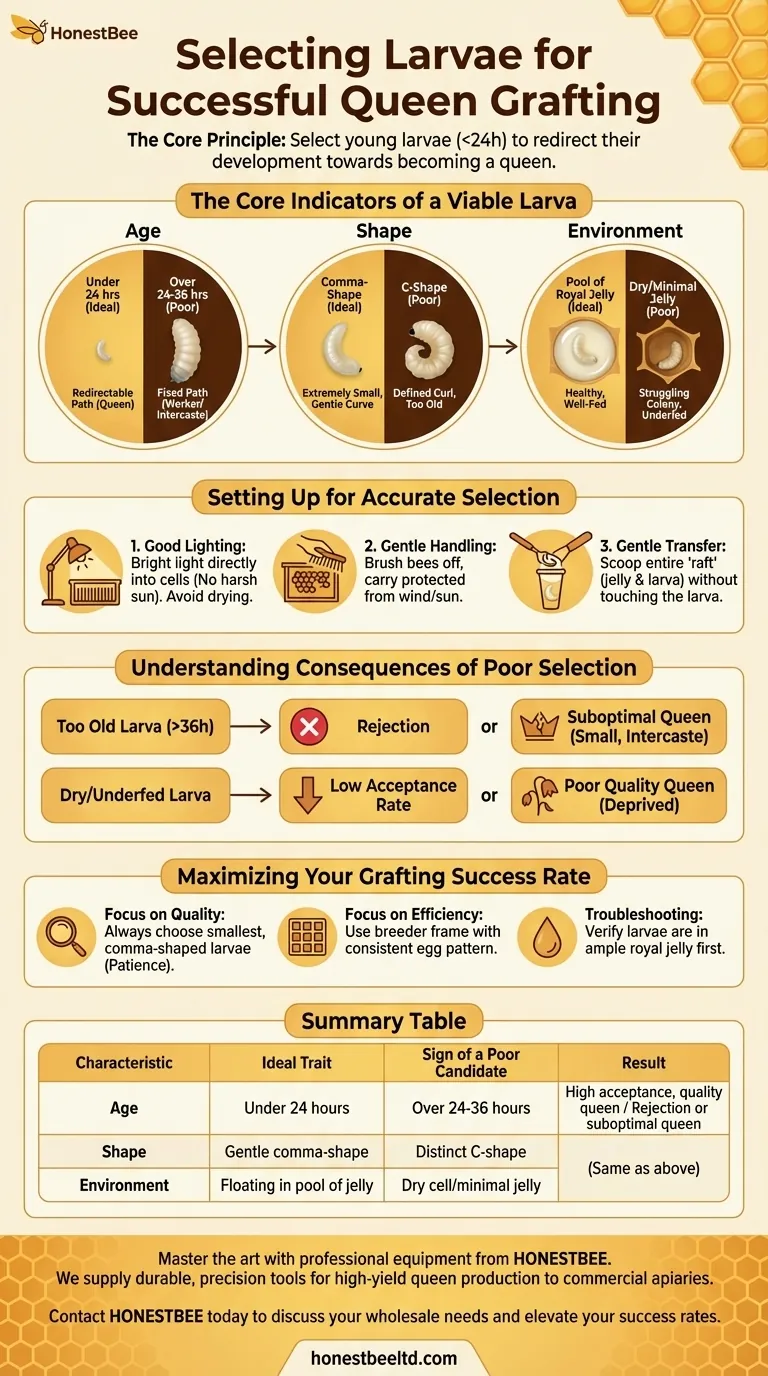 어떤 특징이 유충을 접목에 적합하게 만들까요? 여왕벌 사육을 위한 완벽한 유충을 선택하세요 시각적 가이드