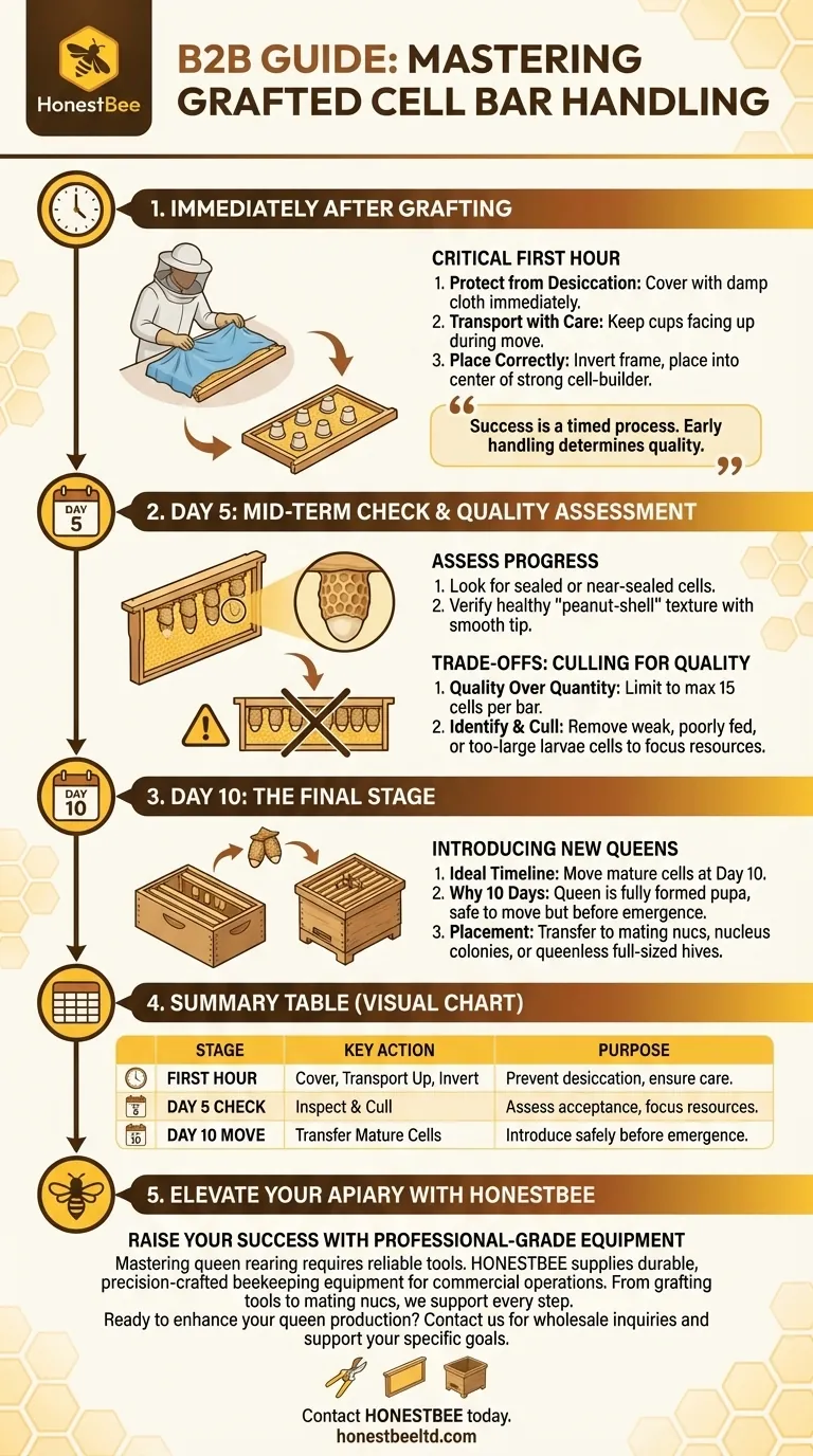 Como as barras de células enxertadas devem ser manuseadas após o enxerto? Um Guia Passo a Passo para o Sucesso na Criação de Rainhas Guia Visual