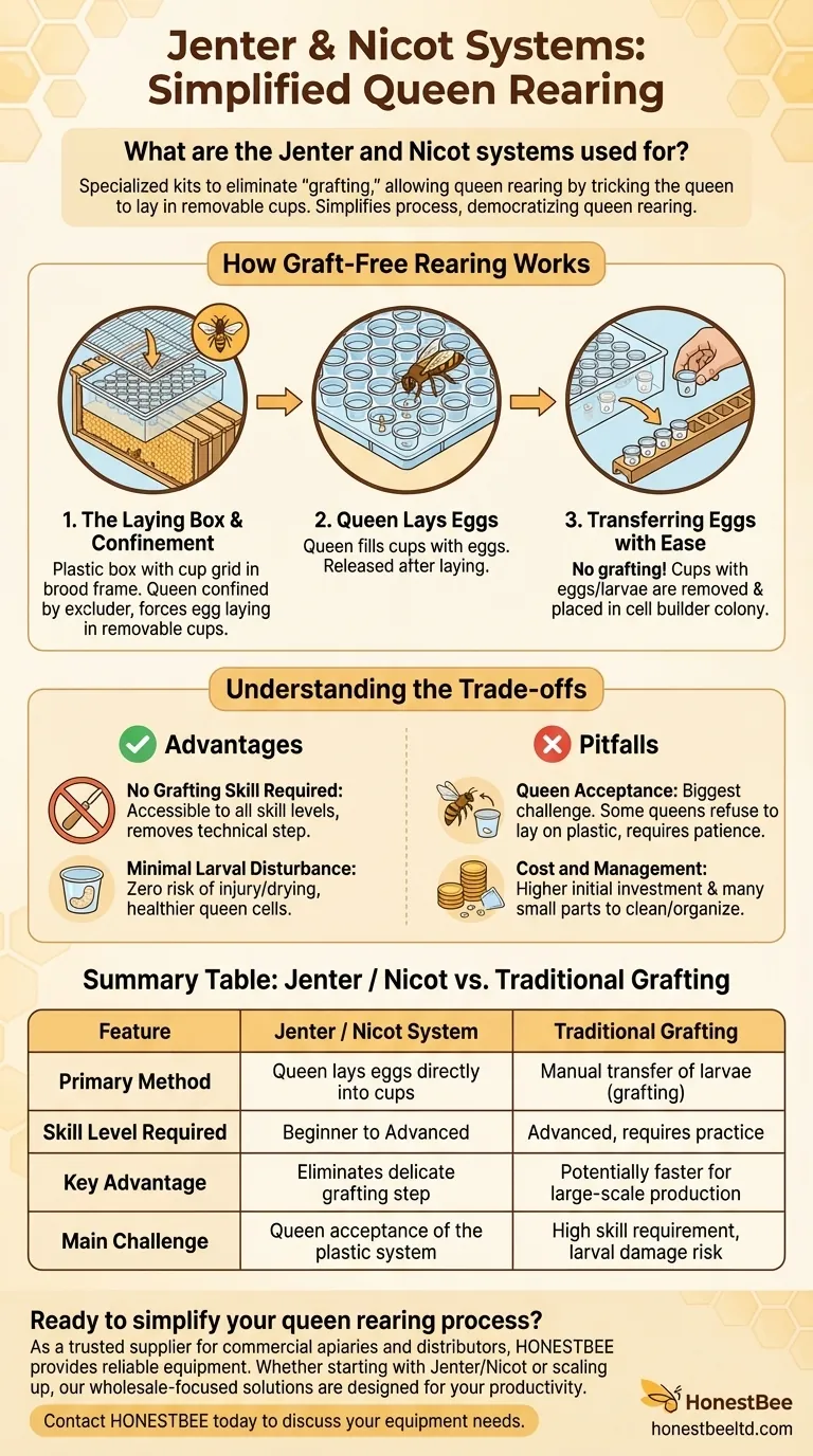 What are the Jenter and Nicot systems used for? Simplify Queen Rearing Without Grafting Visual Guide