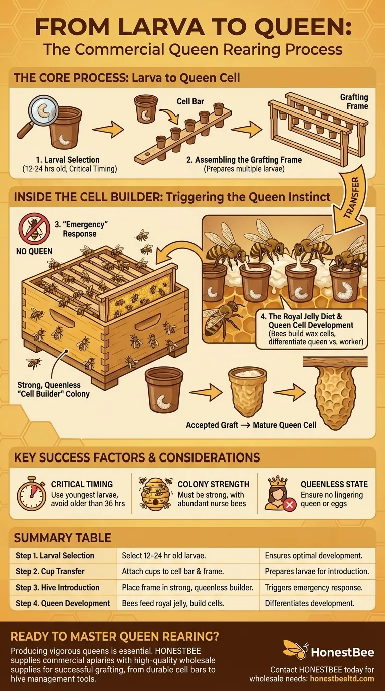 ماذا يحدث لأكواب الخلايا البنية بعد أن تفقس البيض وتتحول إلى يرقات؟ الخطوة الحاسمة للتطعيم لتربية الملكات دليل مرئي