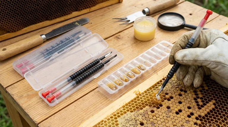 What is the purpose of a queen grafting tool in beekeeping? Master Larva Transfer for Selective Breeding