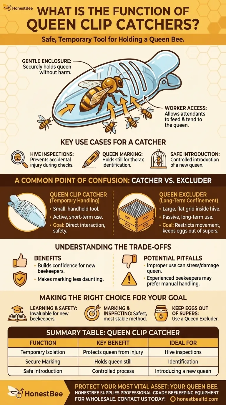 What is the function of queen clip catchers? Safely Handle Your Queen Bee Visual Guide