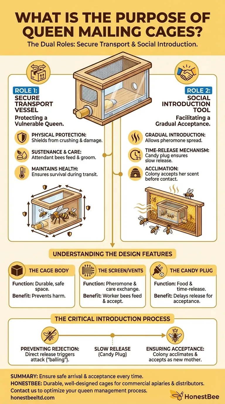 What is the purpose of queen mailing cages? Safely Transport and Introduce Your Queen Bee Visual Guide