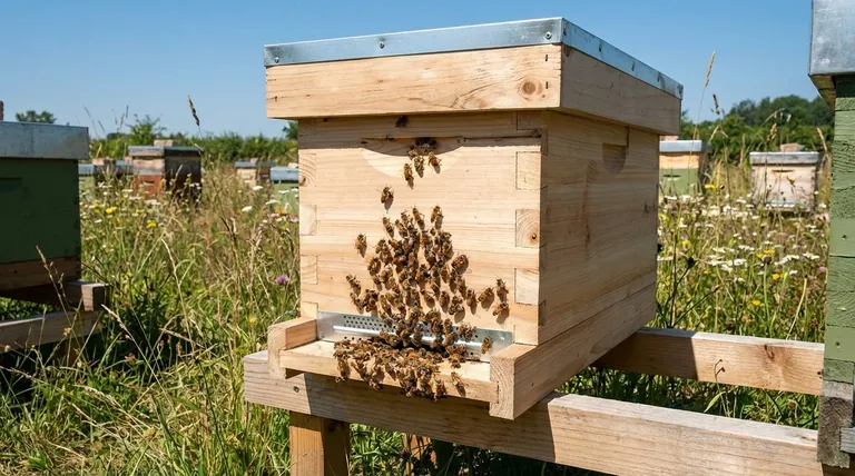 Quel est l'avantage d'utiliser une ruchette pour installer un essaim ou une colonie ? Augmentez le succès de l'essaimage avec une ruchette.