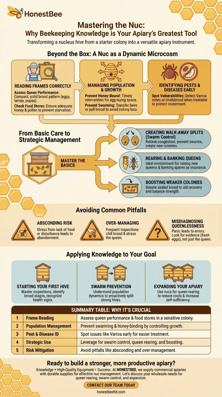 Why is a sound knowledge of beekeeping basics important when working with nuclei? Unlock Your Apiary's Full Potential Visual Guide