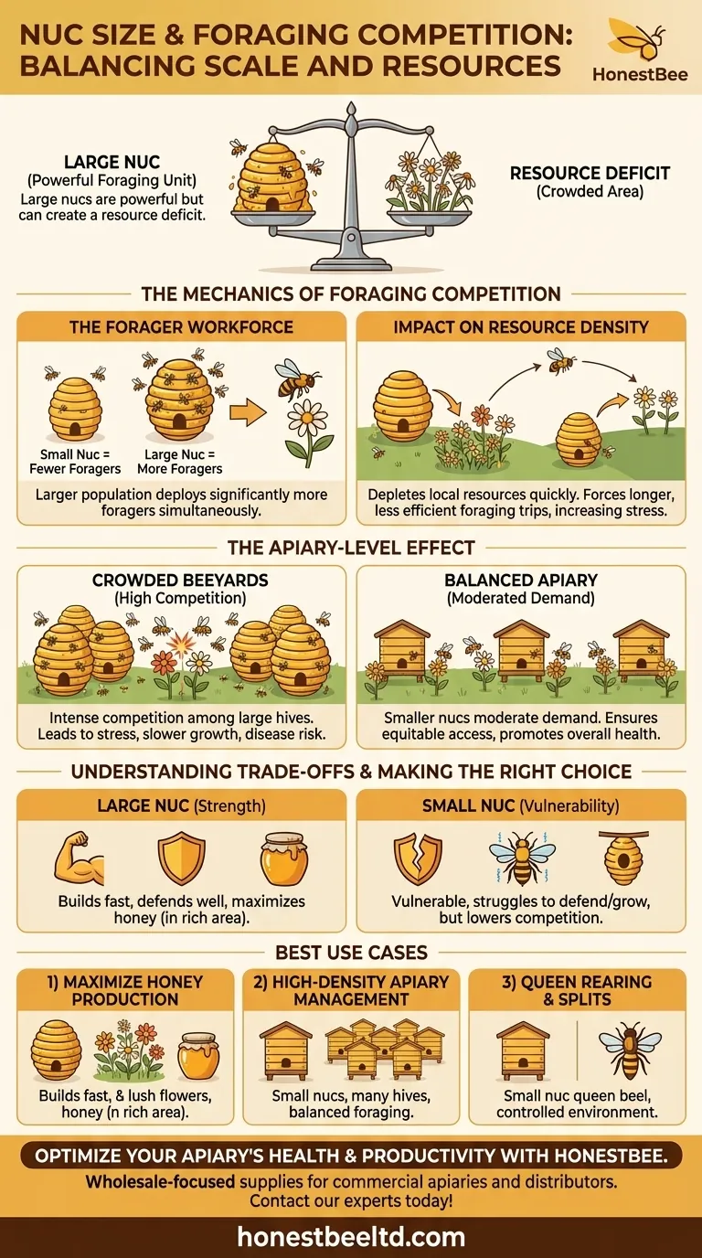 How does the size of a nuc affect competition for food sources? Optimize Your Apiary's Health Visual Guide