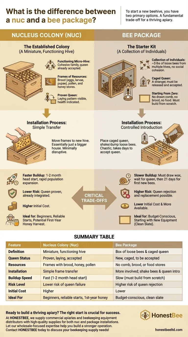 What is the difference between a nuc and a bee package? Choose the Best Start for Your Hive Visual Guide