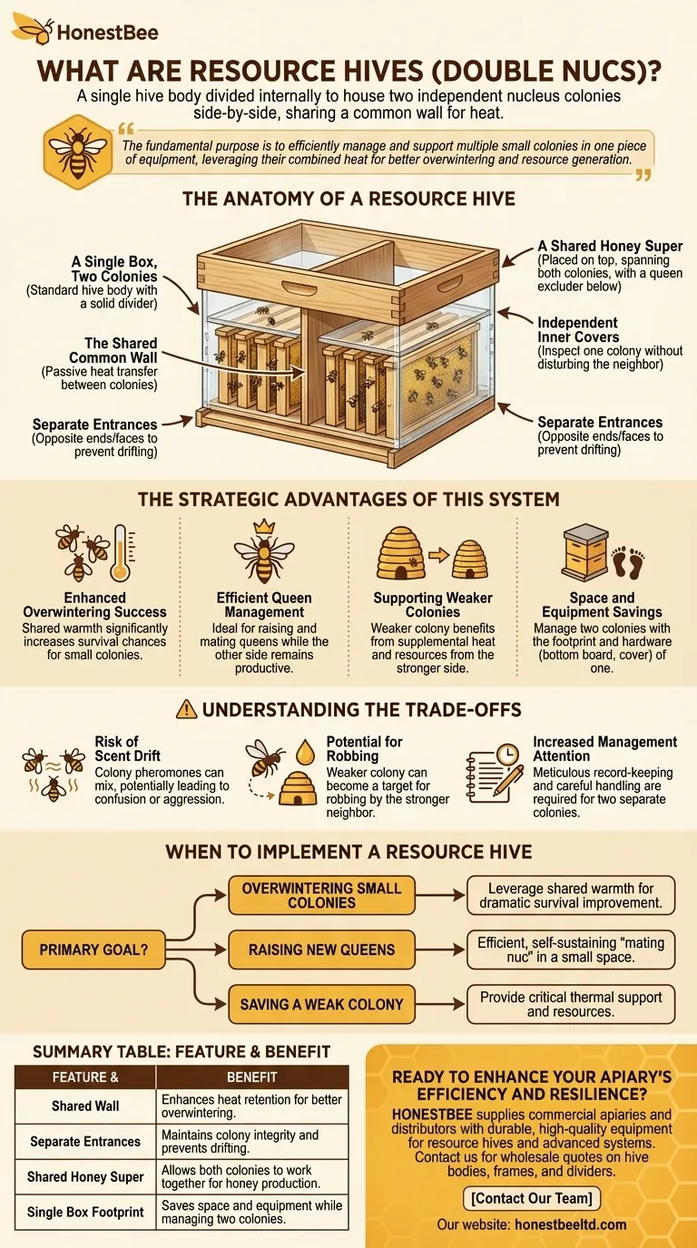 What are resource hives or double nucs? Boost Overwintering Success & Queen Rearing Visual Guide