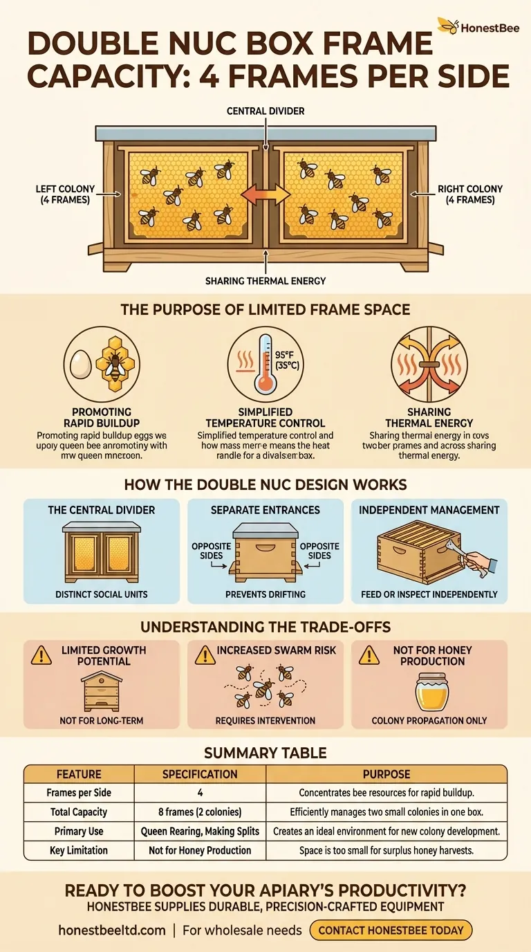 What is the frame capacity of each side in a double nuc box? Master Queen Rearing & Colony Starts Visual Guide