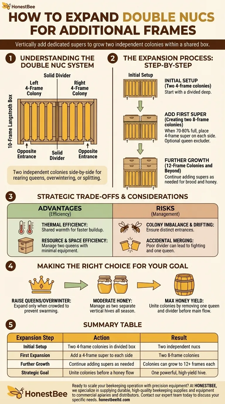 How can double nucs be expanded for additional frames? A Guide to Vertical Growth Visual Guide