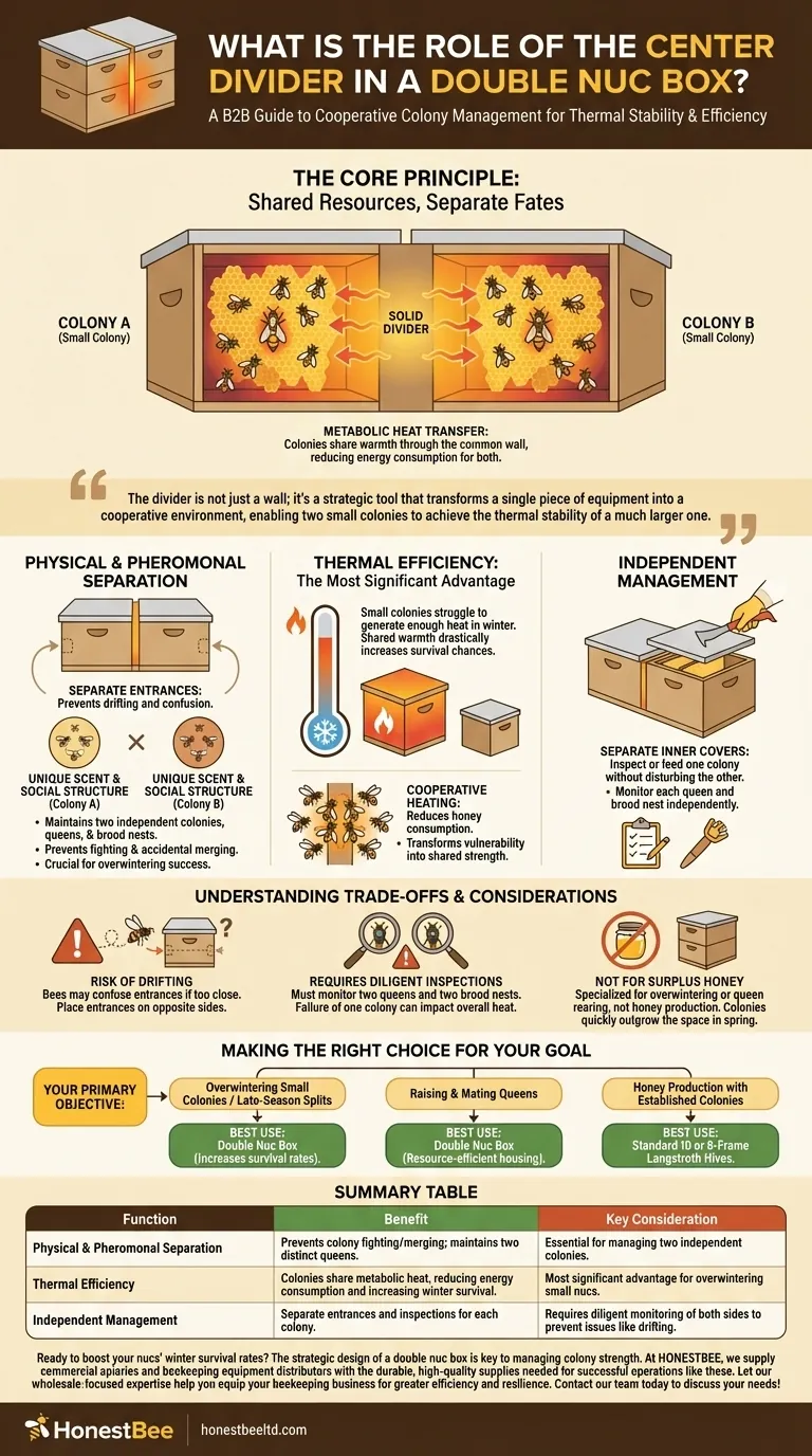What is the role of the center divider in a double nuc box? A Key to Overwintering Success Visual Guide
